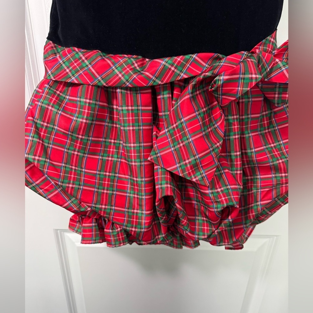 Ruth Of Carolina Velvet Christmas Plaid Bubble Dress Girls Size 7 - Picture 2 of 5